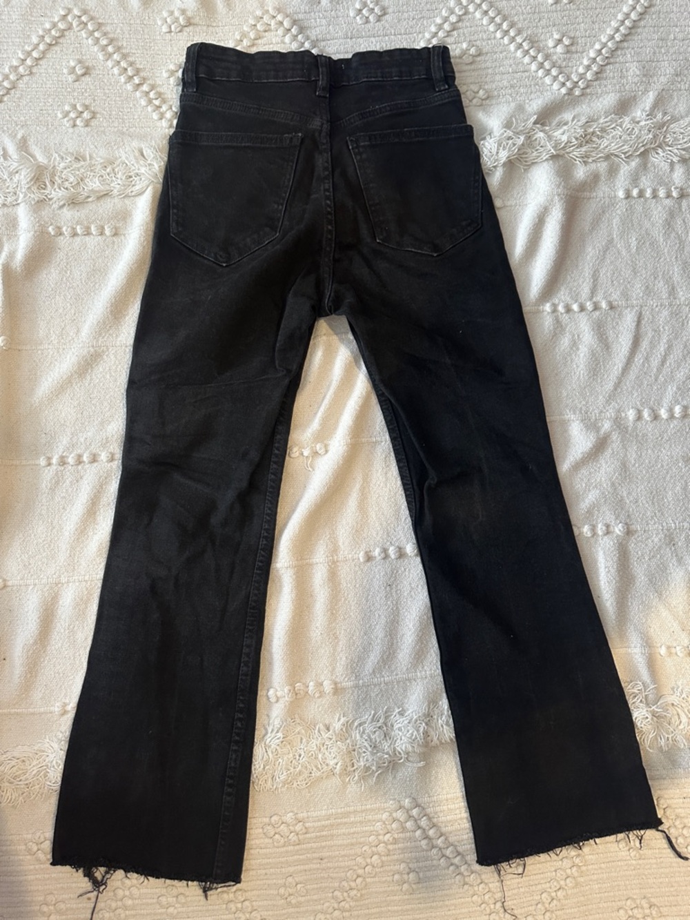 Zara Black High-Rise Straight Jeans with Raw Hem - Preloved - Picture 5 of 13